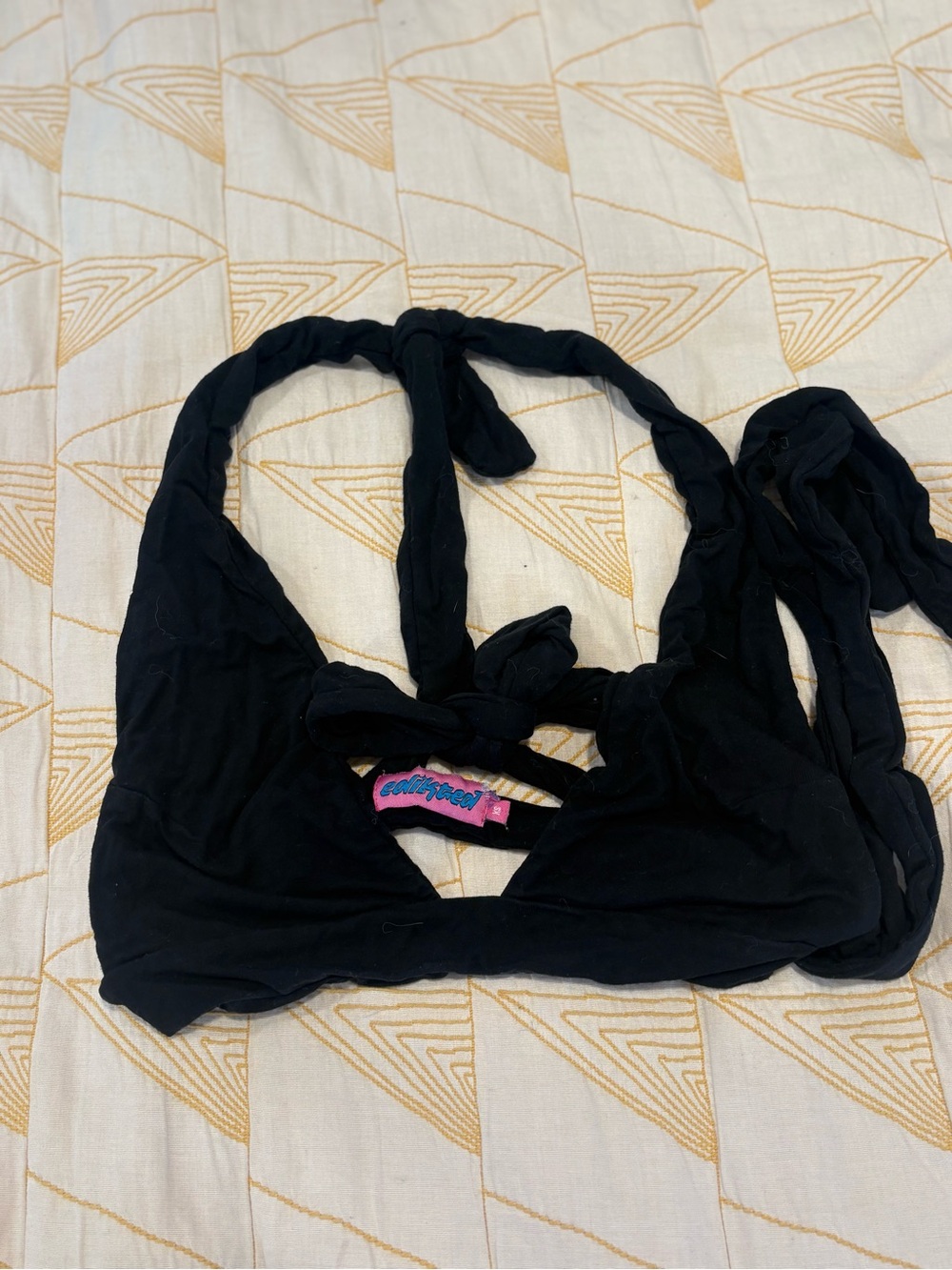 Edikted Black Halter Bandeau Tie-Back Bralette